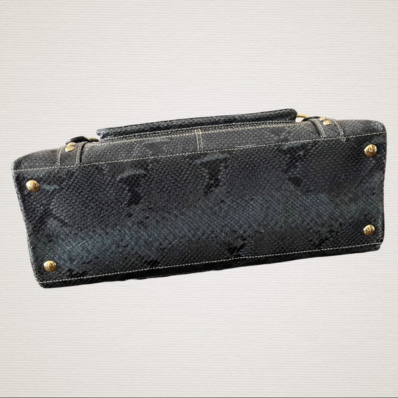 Vintage Y2K Coach Python Miranda Embossed Leather Satchel Handbag Green Mob Wife - Picture 7 of 11